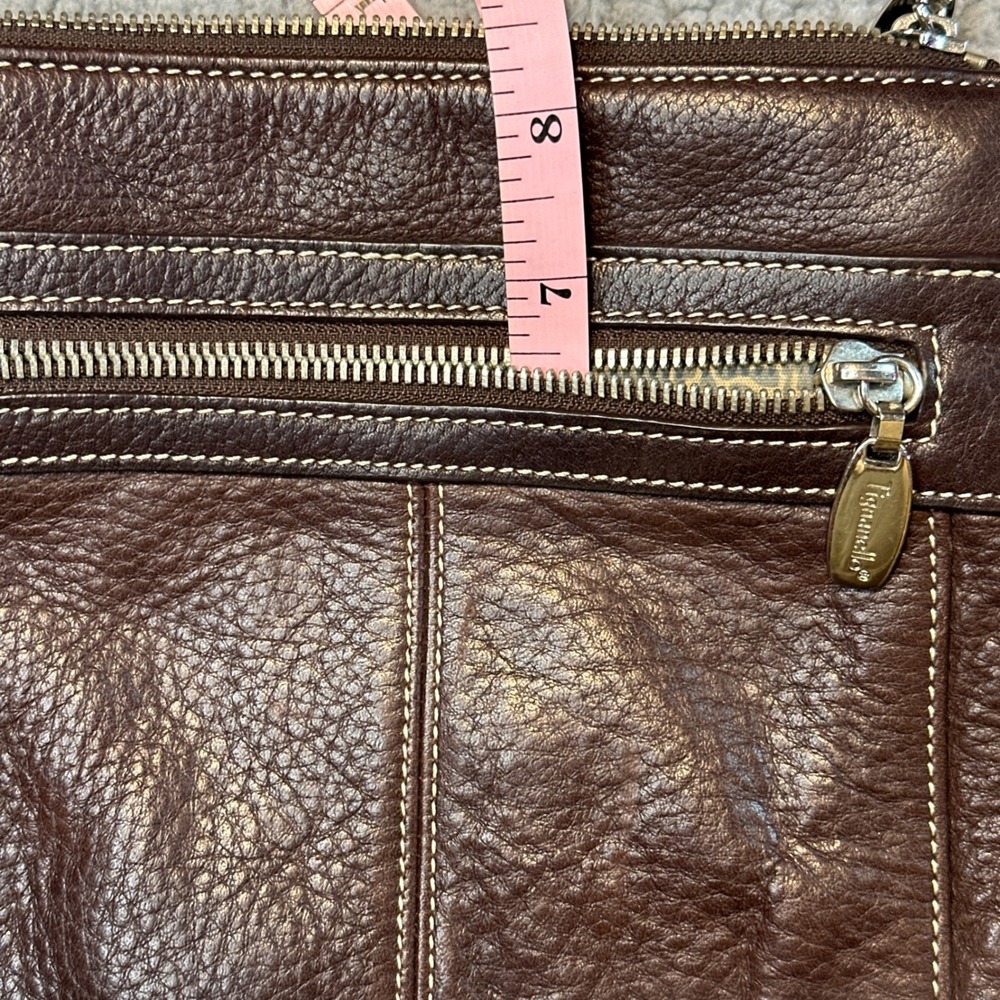 Tignanello Brown Pebbled Leather Crossbody Bag Small Messenger Purse - Picture 8 of 12